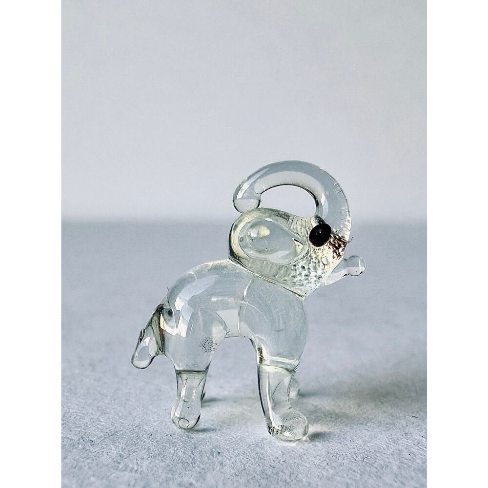 Vintage Mini Glass Swan Figurine Lampwork White Swan Tiny Art Glass